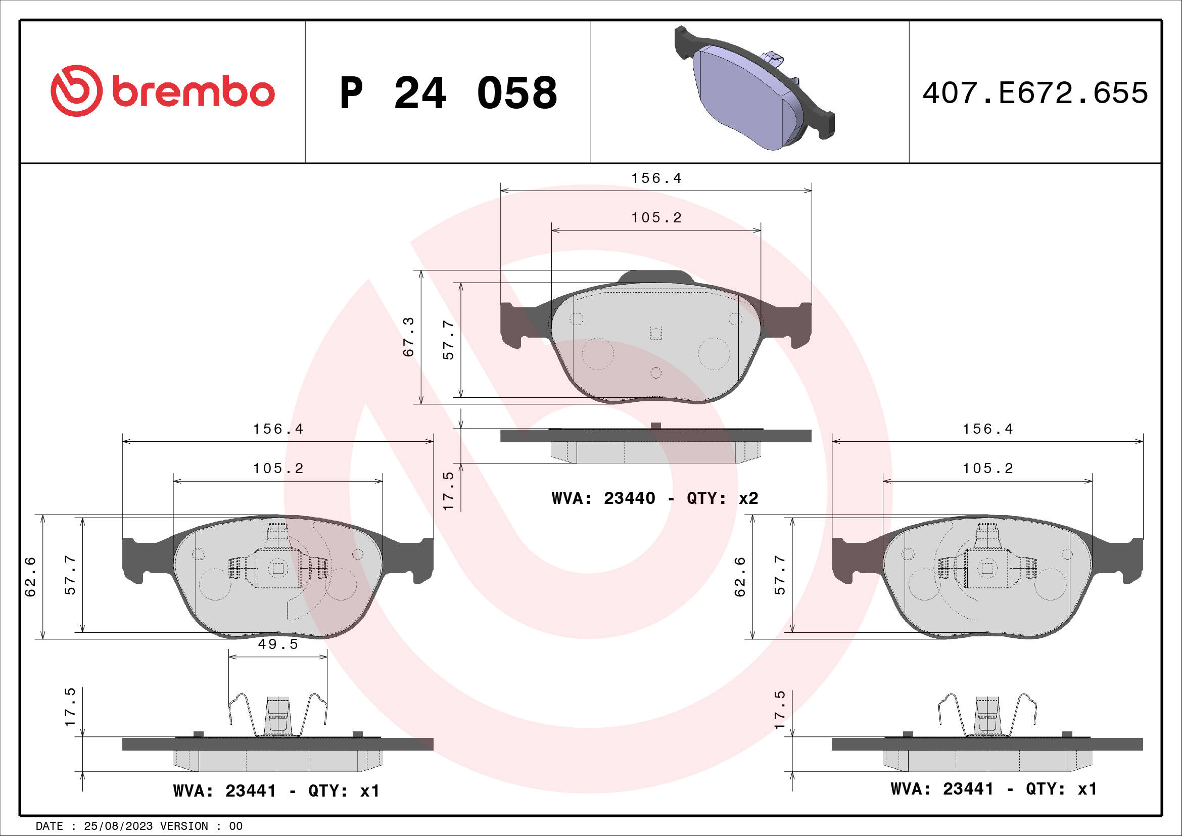 Sada brzdových platničiek kotúčovej brzdy BREMBO